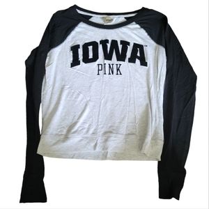 Victorias Secret PINK sheer white and black Iowa long sleeve tee medium